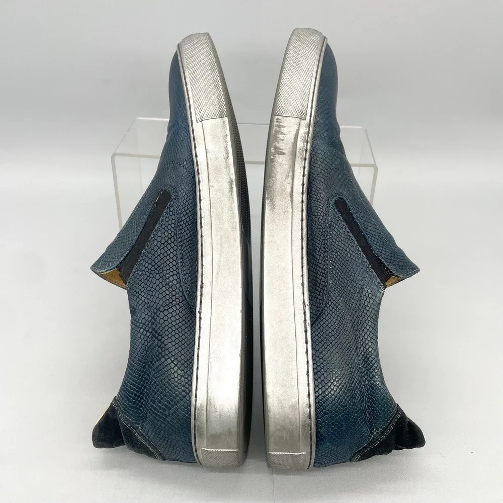 Robert‎ Graham Mens 44 11 Rolo Slip On Sneakers Shoes Blue Snake Leather Casual